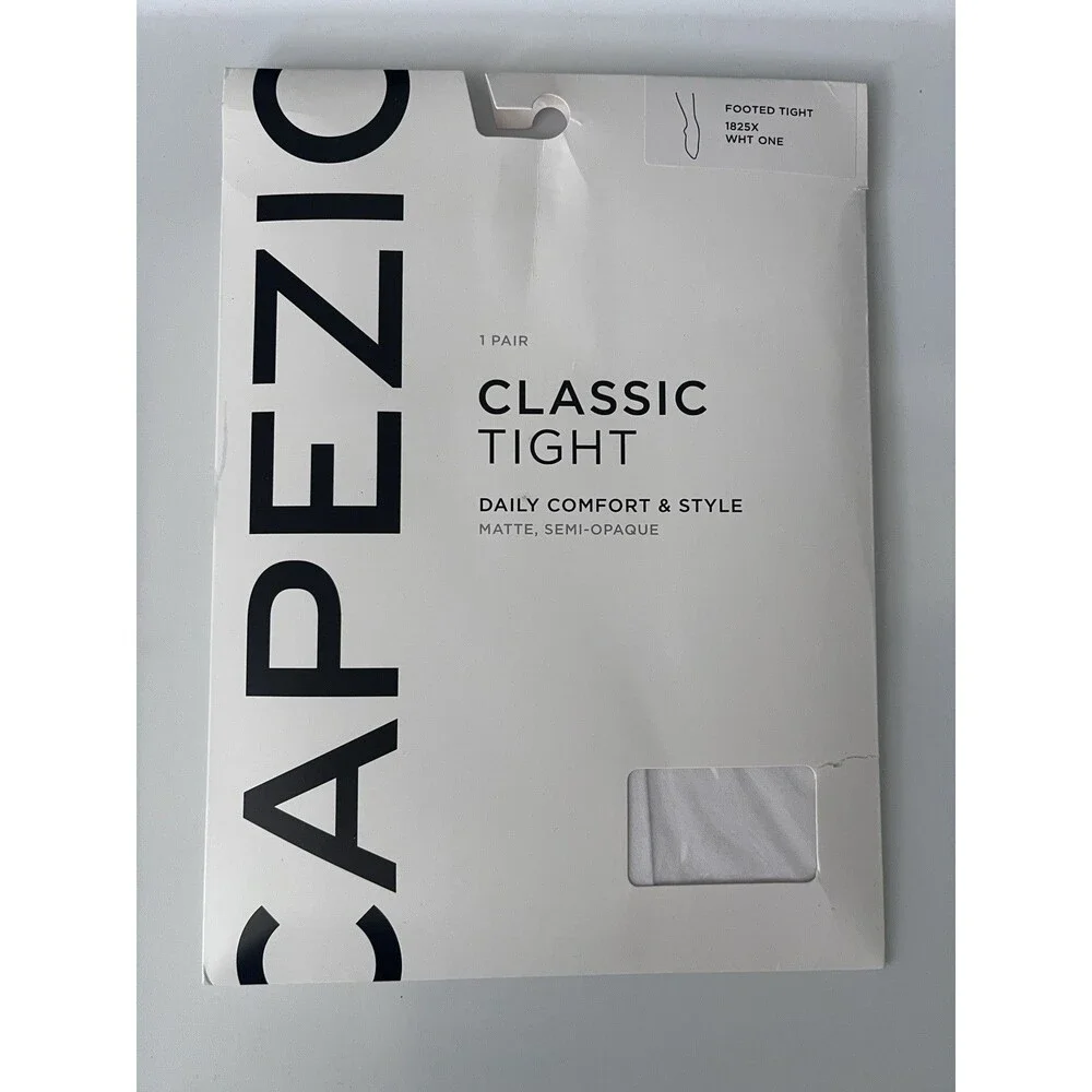 NEW Capezio Classic Tight Footed Tights, White Solid, Unisex, 1825X